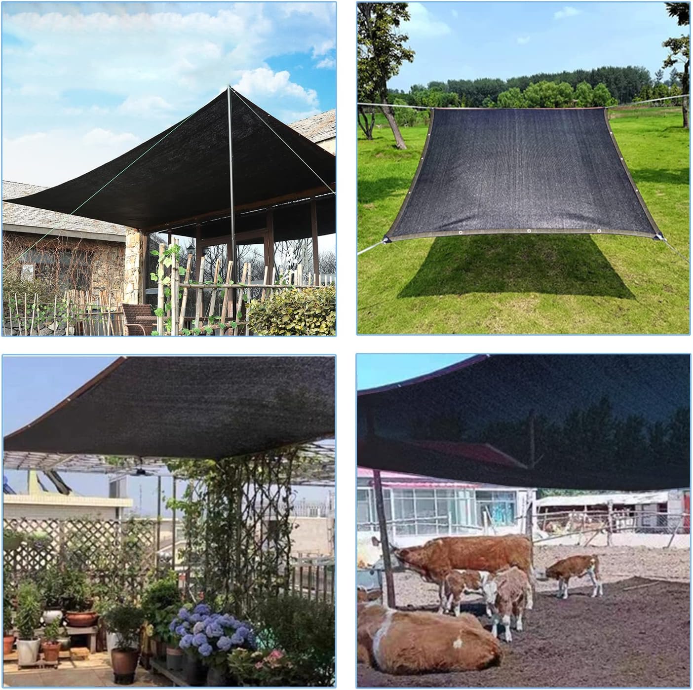 90% Shade Cloth, Black 10 ft x 20 ft, UV Resistant Shade Net for Outdoor, Garden Shade Mesh with Grommets, for Pergola
