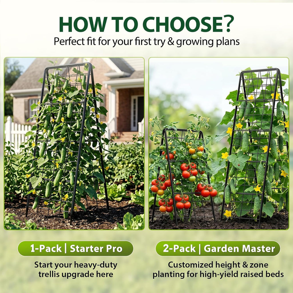 Heavy Duty 50"x17" Adjustable A-Frame Trellis for Climbing Plants Outdoor, Metal Rust-Proof Garden Trellis, Dense Grid