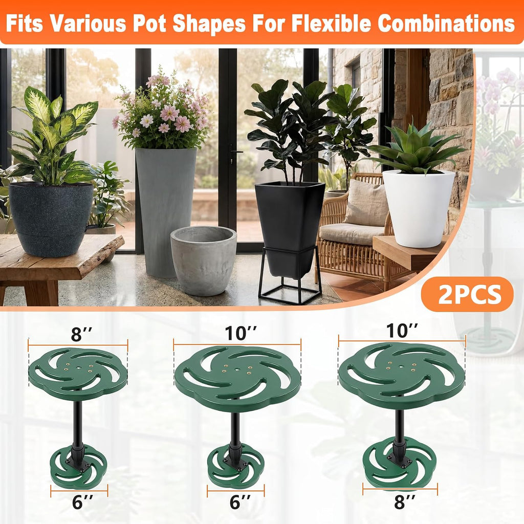 2 Pack Plant Risers for Inside Pots, 12-21" Rise Plastic Planter Inserts | Adjustable Height Planter Inserts for Large