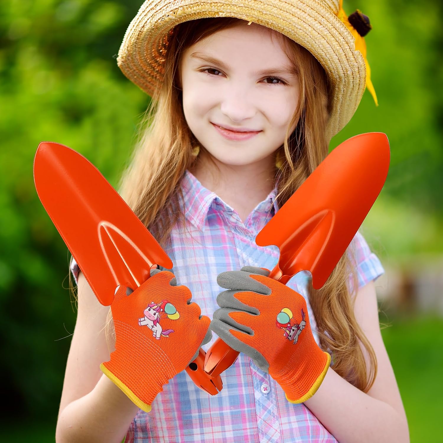 Gisafai 24 Pcs Mini Colorful Metal Hand Shovel and Glove Set Shovel Spade Gloves Digging Trowel Set Kids Gardening