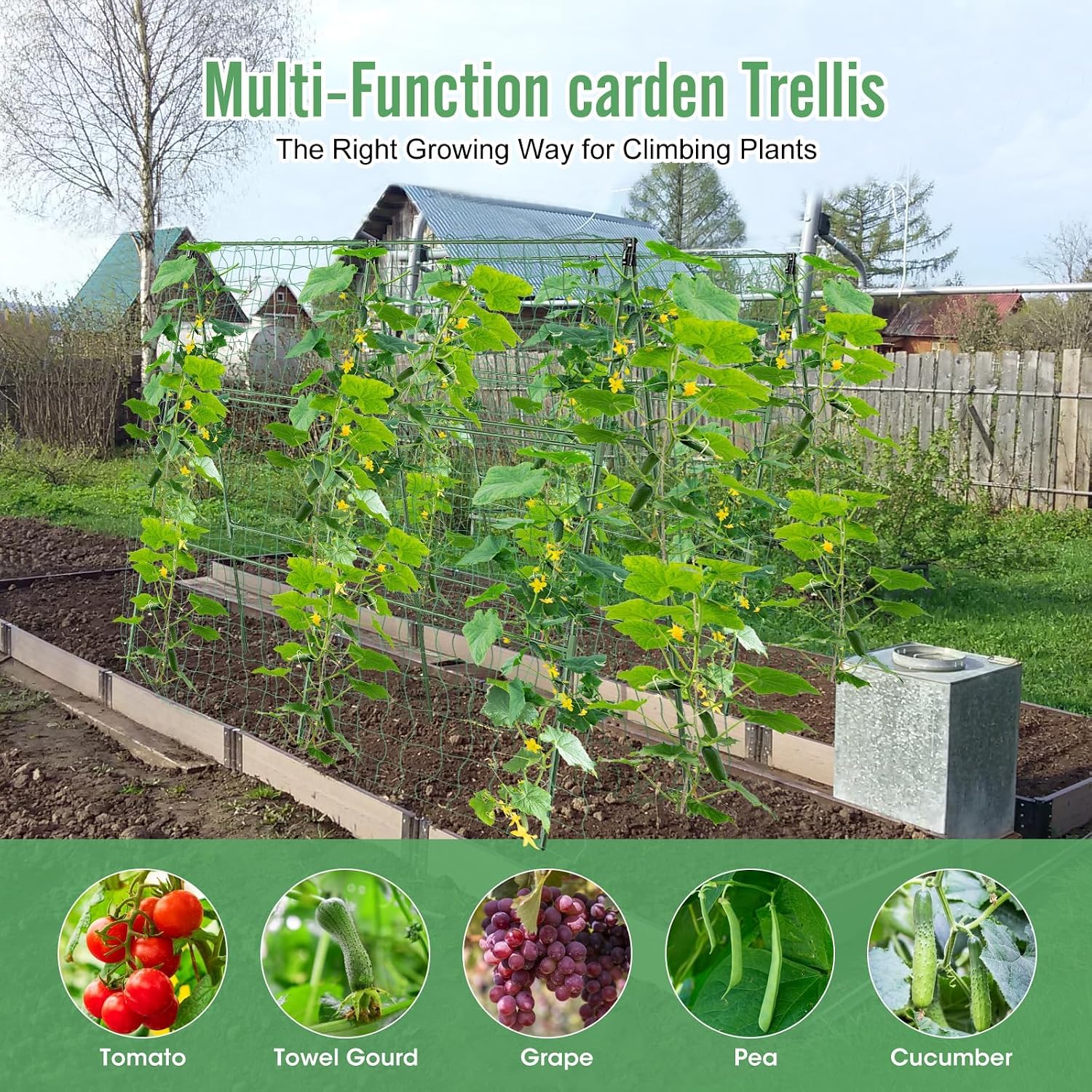 2PCS Cucumber Trellis for Climbing Plants Outdoor, Garden Trellis for Raised Bed Garden,Vegetable Grow Supports with