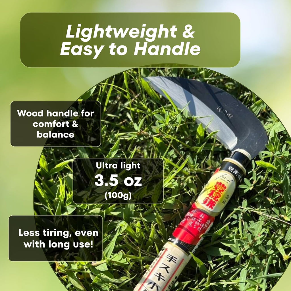 Hounen Miyawaki Nejiri Kama Weeder – Japanese Weeding Sickle, Twisted Stainless Steel, 4.7 in (12 cm) Blade, 13 in (33