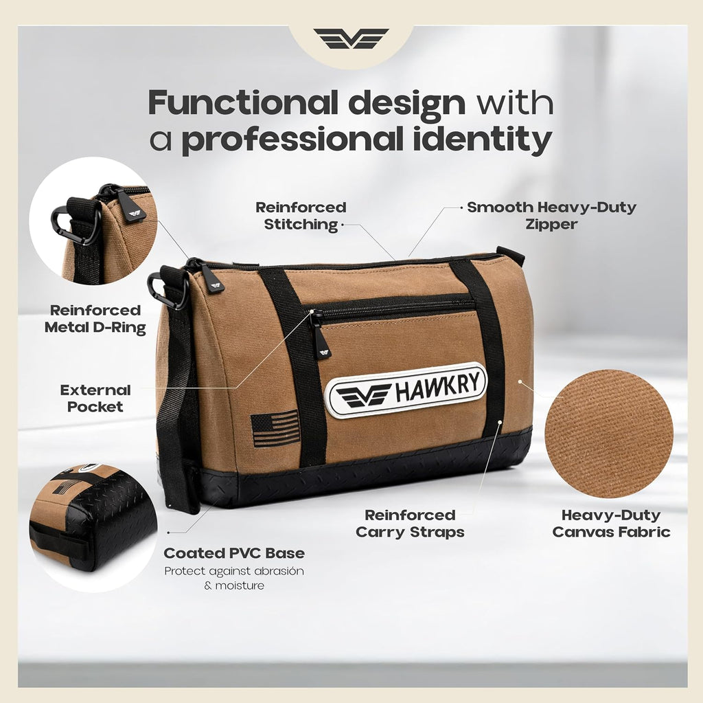 HAWKRY Heavy Duty Canvas Tool Bag Set of 2 – Waterproof Canvas Zipper Pouch, Garden Tool Bag, Construction Bags Heavy