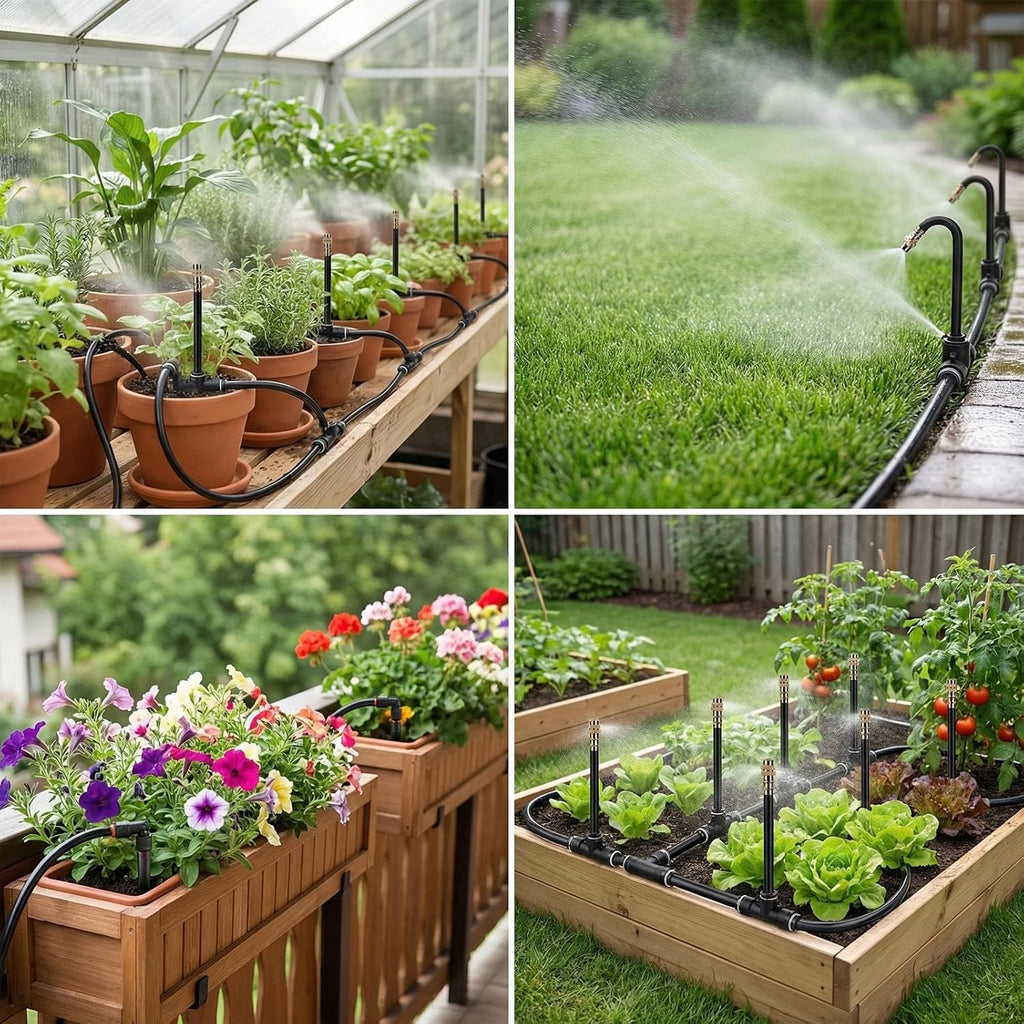 Drip Irrigation System, Upgrade Garden Irrigation Kit - 66Ft 5/16" with 20 pcs Adjustable Copper Nozzles,Automatic