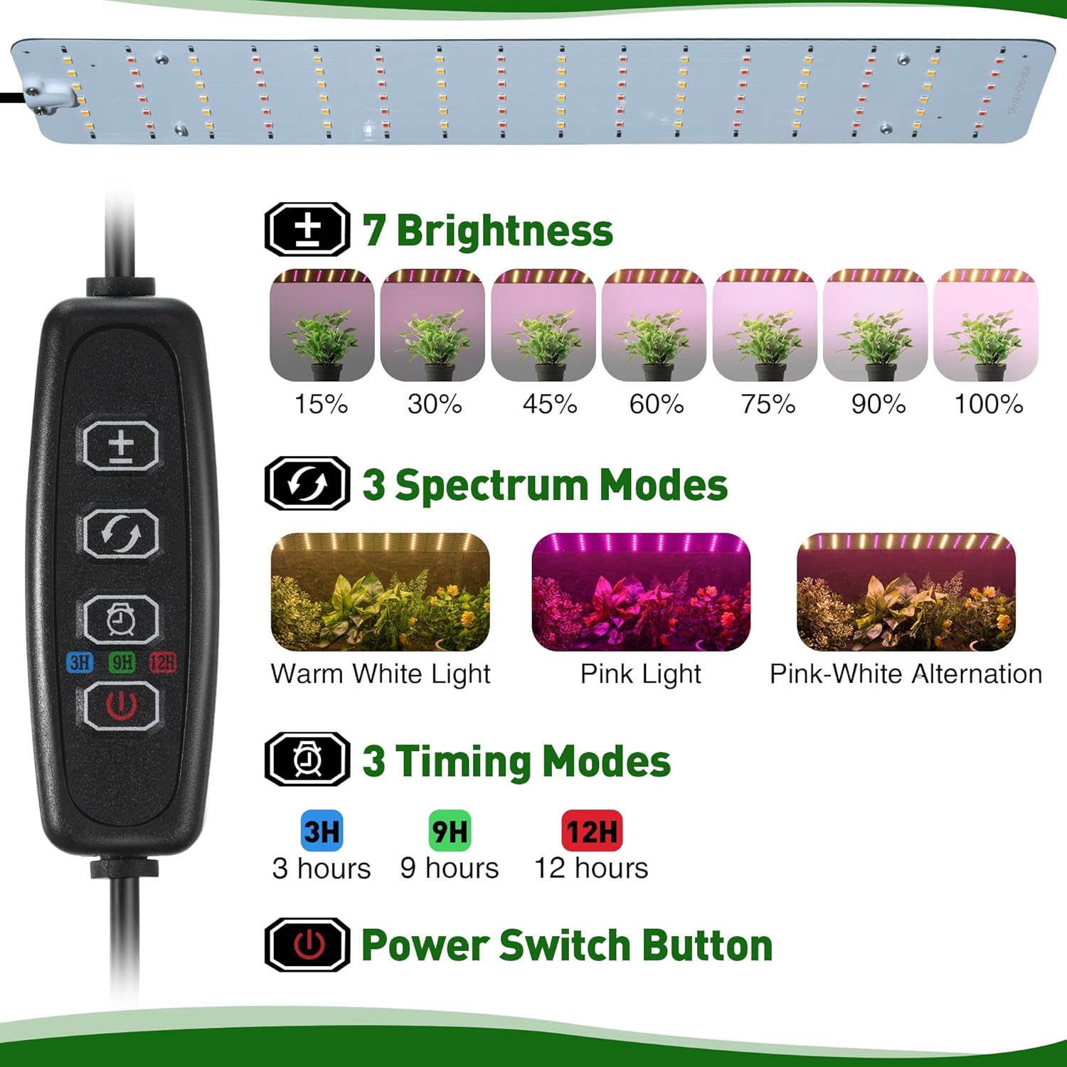 Meonum Mini Greenhouse for Indoor Outdoor, Portable Green House with 15W Plant Dimmable LED Grow Lights, Timer, 3 Light