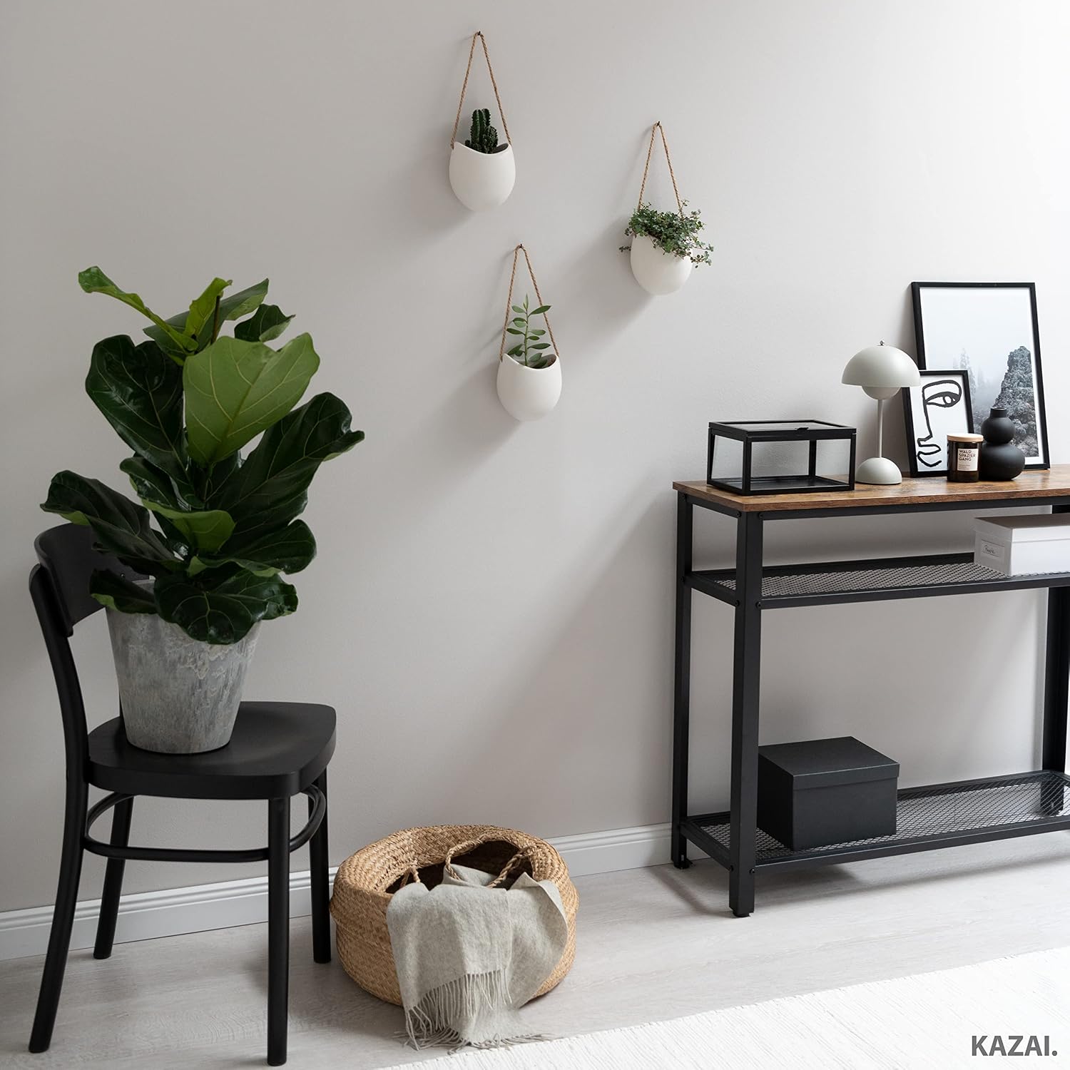 Kazai. Wall Planters -Ellie- | Hanging Ceramic Plant Pots 3 Pieces | Wall Decoration for Indoors, Balcony and Garden