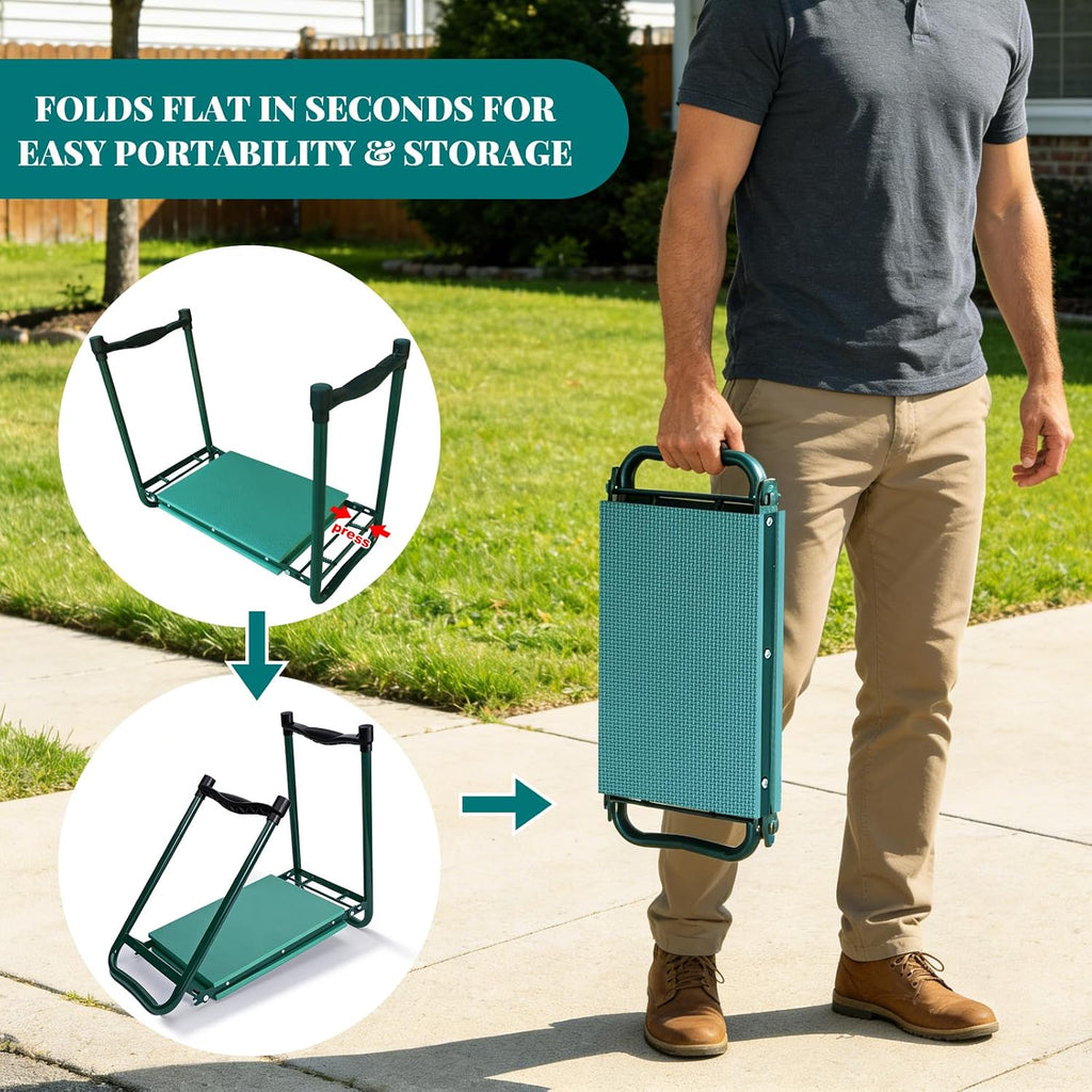 Garden Kneeler and Seat Gift for Women, Men, Seniors, Mom, Dad | Heavy-Duty with Two Tool Bag Extra-Wide 11.02"