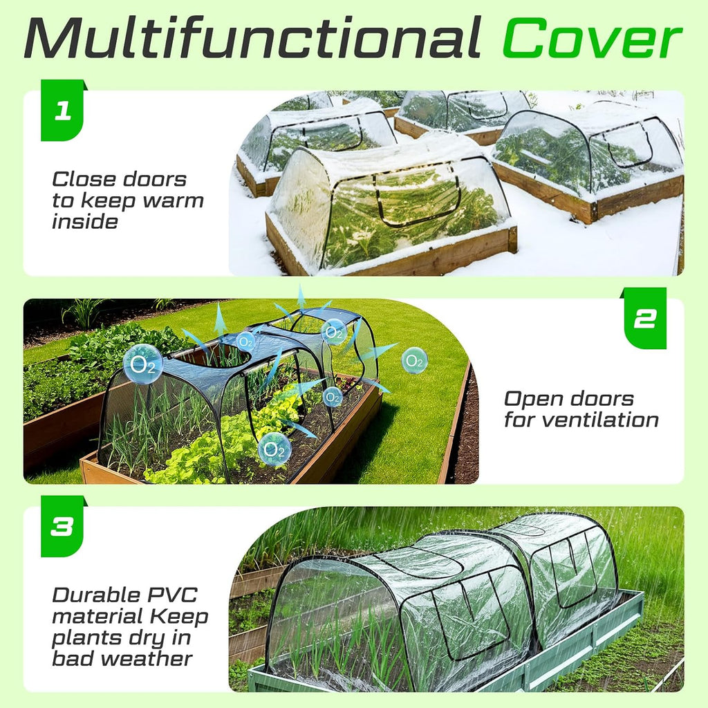 Garden Covers for Raised Bed Foldable Clear PVC Greenhouse for Freeze Protection Row Plants Cover Accelerator with