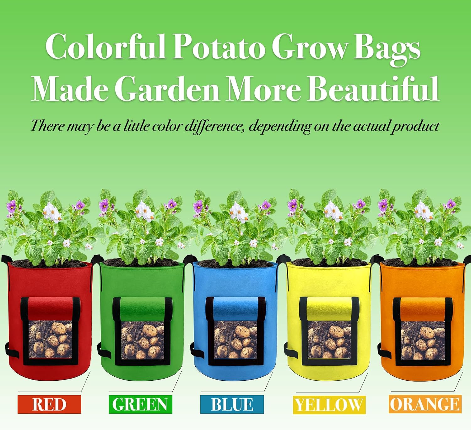 15Gal Colorful Potato Grow Bags, Potato Bags for Growing Potatoes