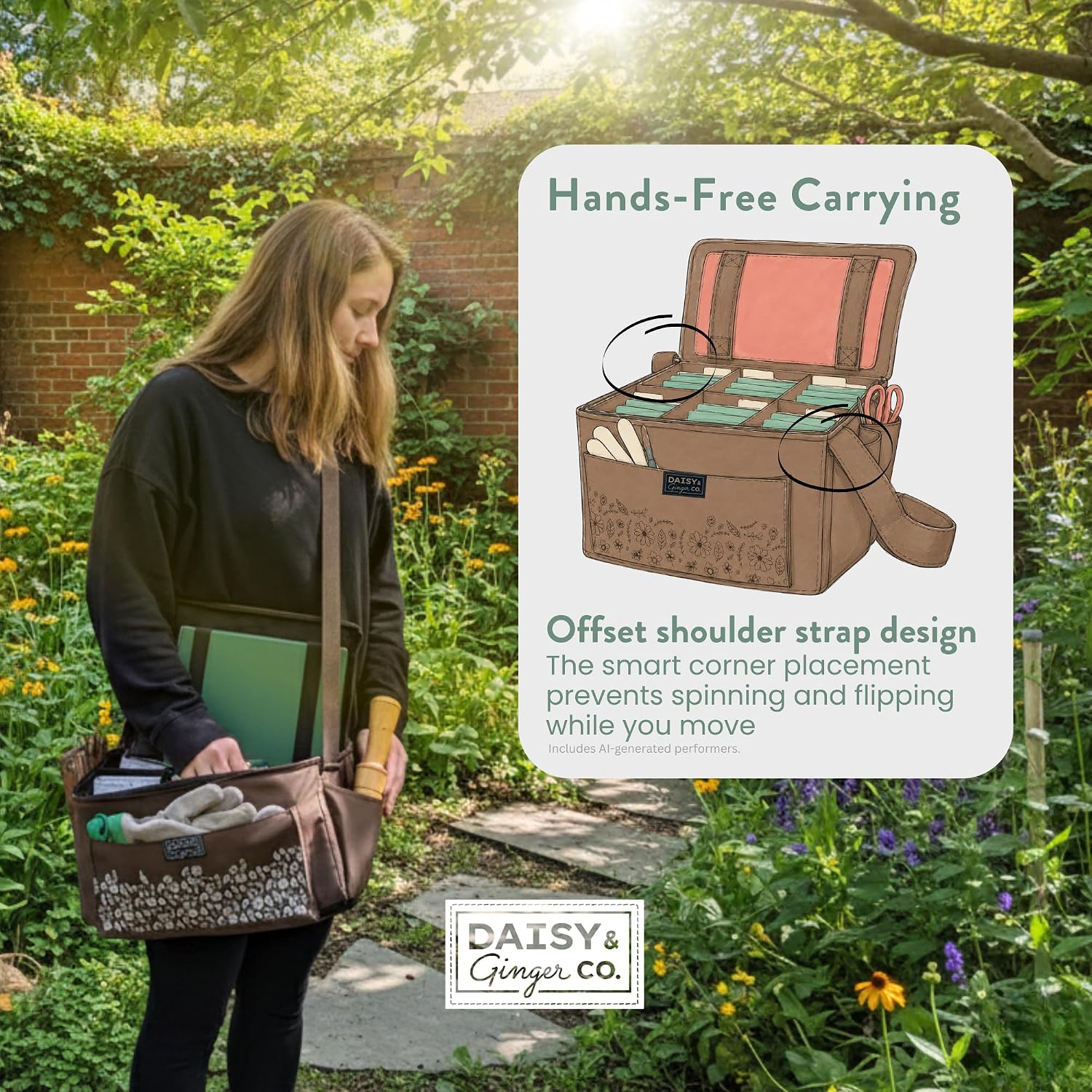 SEED STORAGE ORGANIZER TOTE BAG - Flexible Canvas Seed Organizer Holds 180 Seed Packets with Shoulder Strap, Side