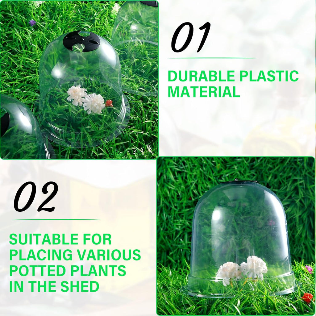 Zopeal 20 Pcs Small Humidity Plant Domes Garden Cloche 7.68" Dia x 6.7" H Reusable Thick Seedlings Frost Protector