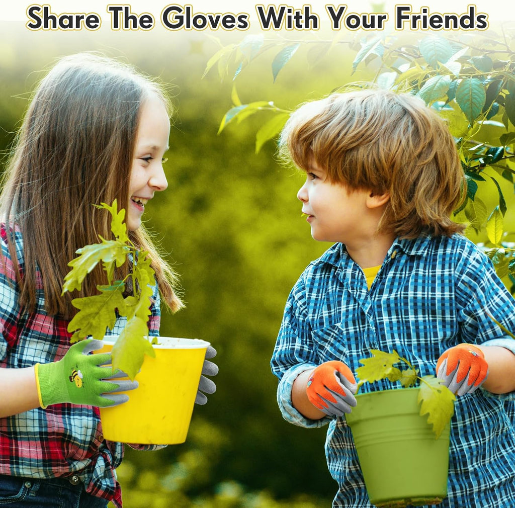 24 Pairs Kids Gardening Gloves Kids Children Yard Grippy Rubber Coated Garden Work Gloves for Girls Boys Outdoor