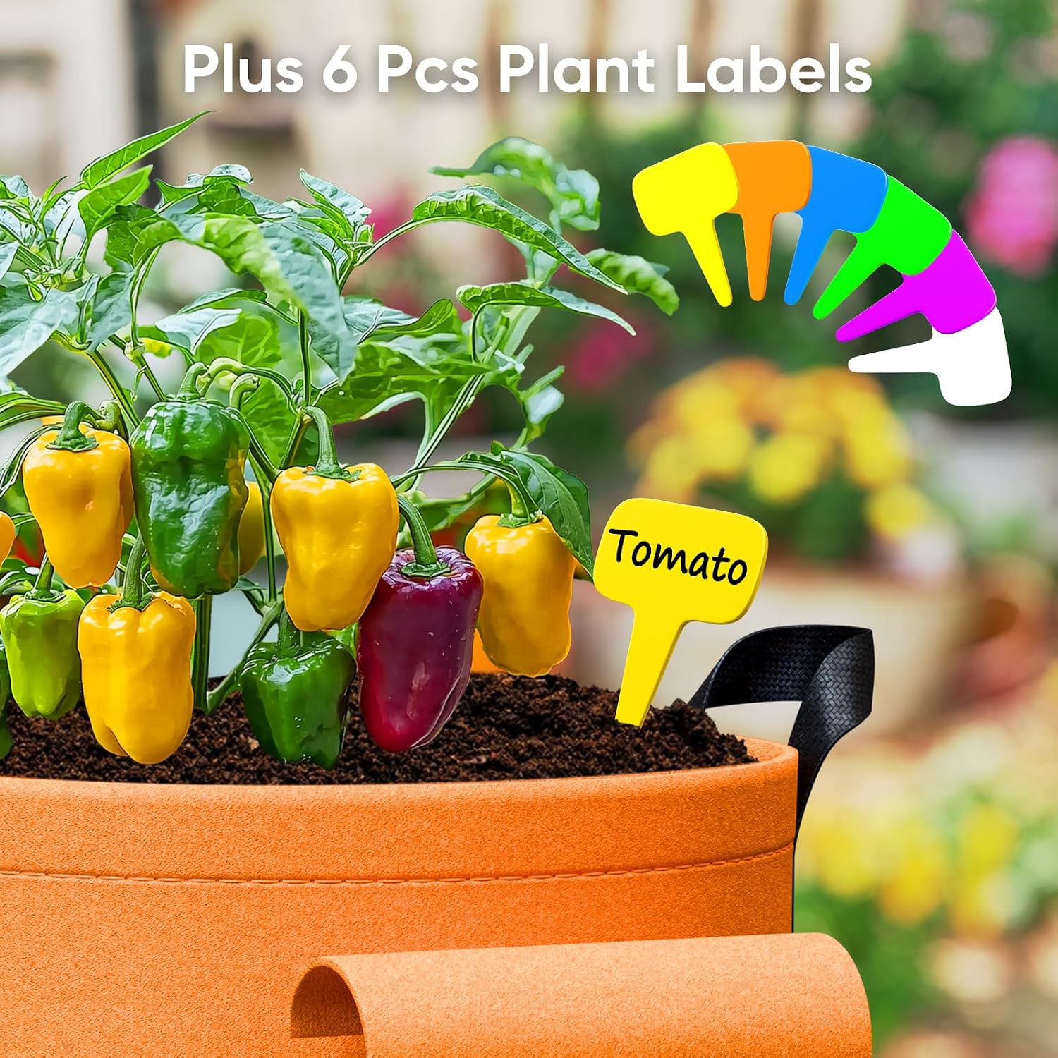 15 Gallon Potato Grow Bags - 6-Pack 350g Heavy Duty Thick Nonwoven Fabric Pots with Durable Handles, Large Potatoes