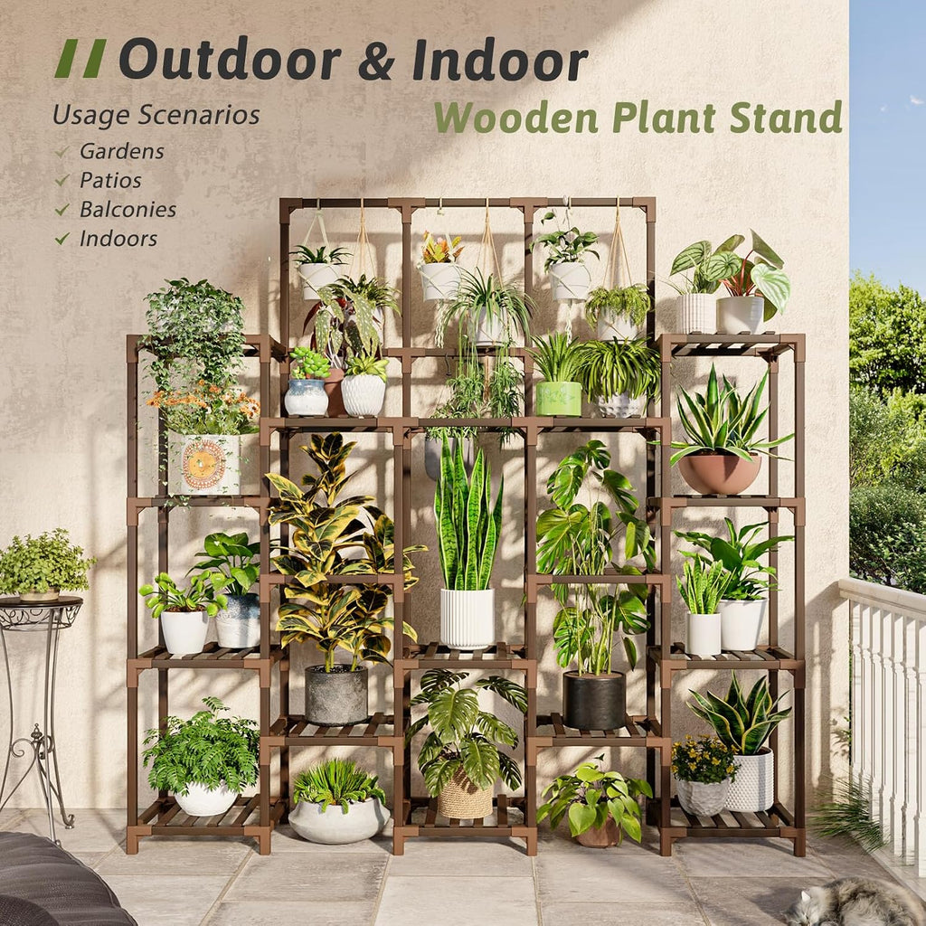 GENTINGBRO Plant Stand Indoor Outdoor 63" Tall Plant Shelf for Plants 14-Tier Large Plant Sheves for Living Room Heavy
