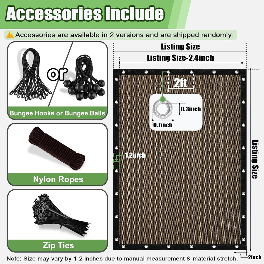 90% Outdoor Sun Shade Cloth, 6'×10' Pergola Shade Cover with Grommets, Privacy Screen Sunshades for Patio Garden