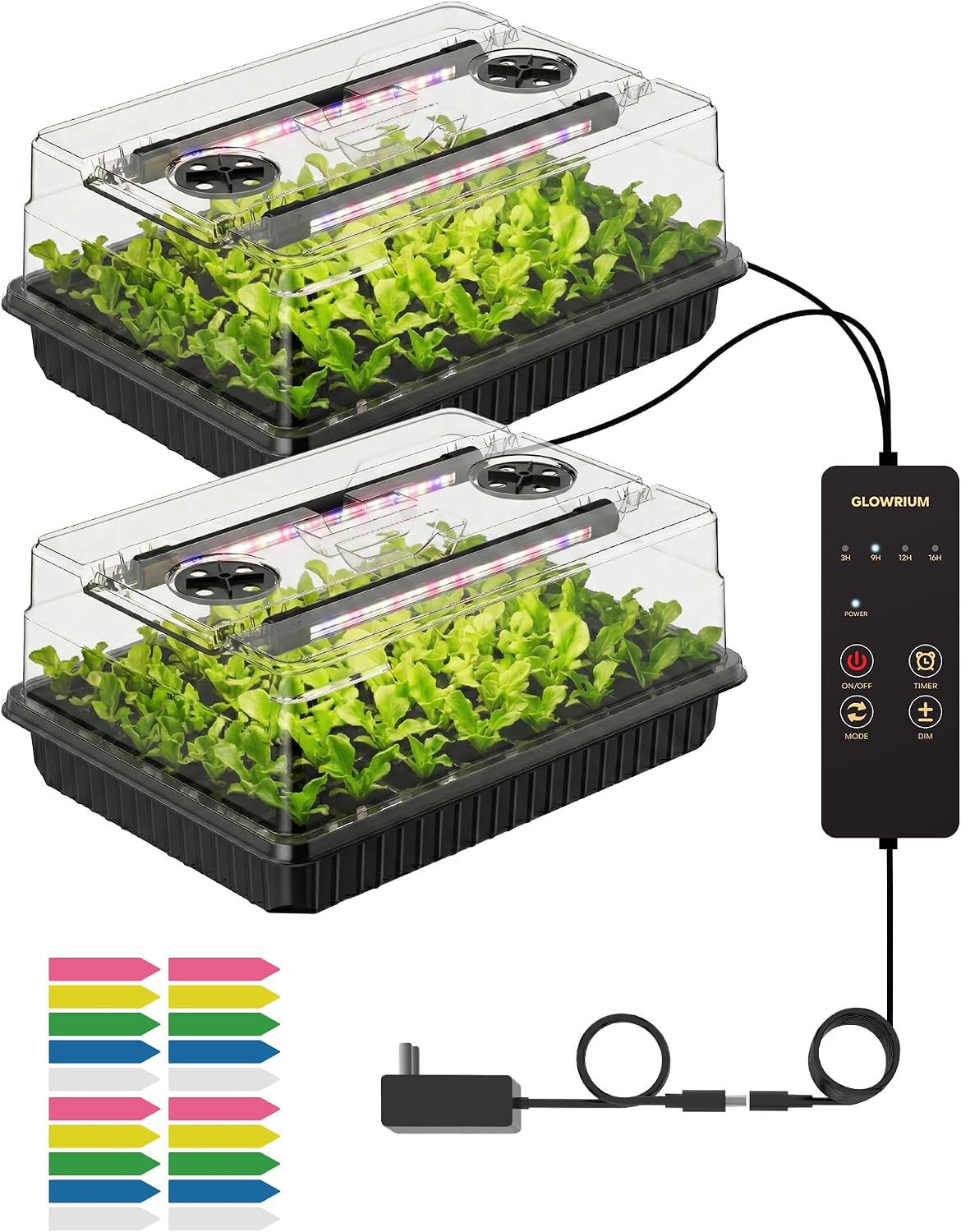 GLOWRIUM Seed Starter Tray with Grow Lights, 108-Cell Plant Germination