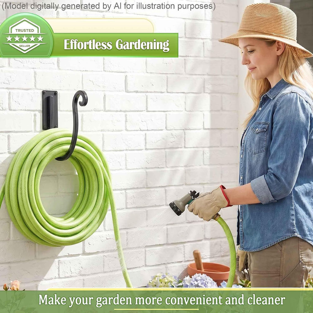 Garden Hose Holder Outside: 2 Pack Wall Mount Water Hose Holder - Heavy Duty Garden Water Hose Hanger for Outside Hose