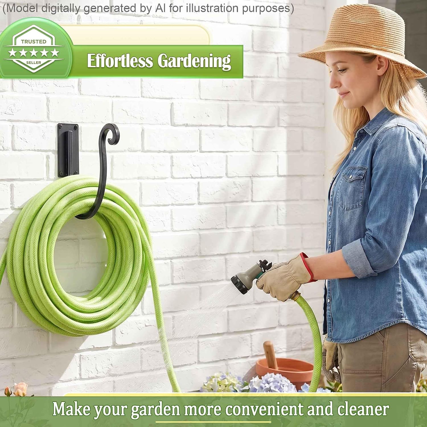 Garden Hose Holder Outside: 2 Pack Wall Mount Water Hose Holder - Heavy Duty Garden Water Hose Hanger for Outside Hose