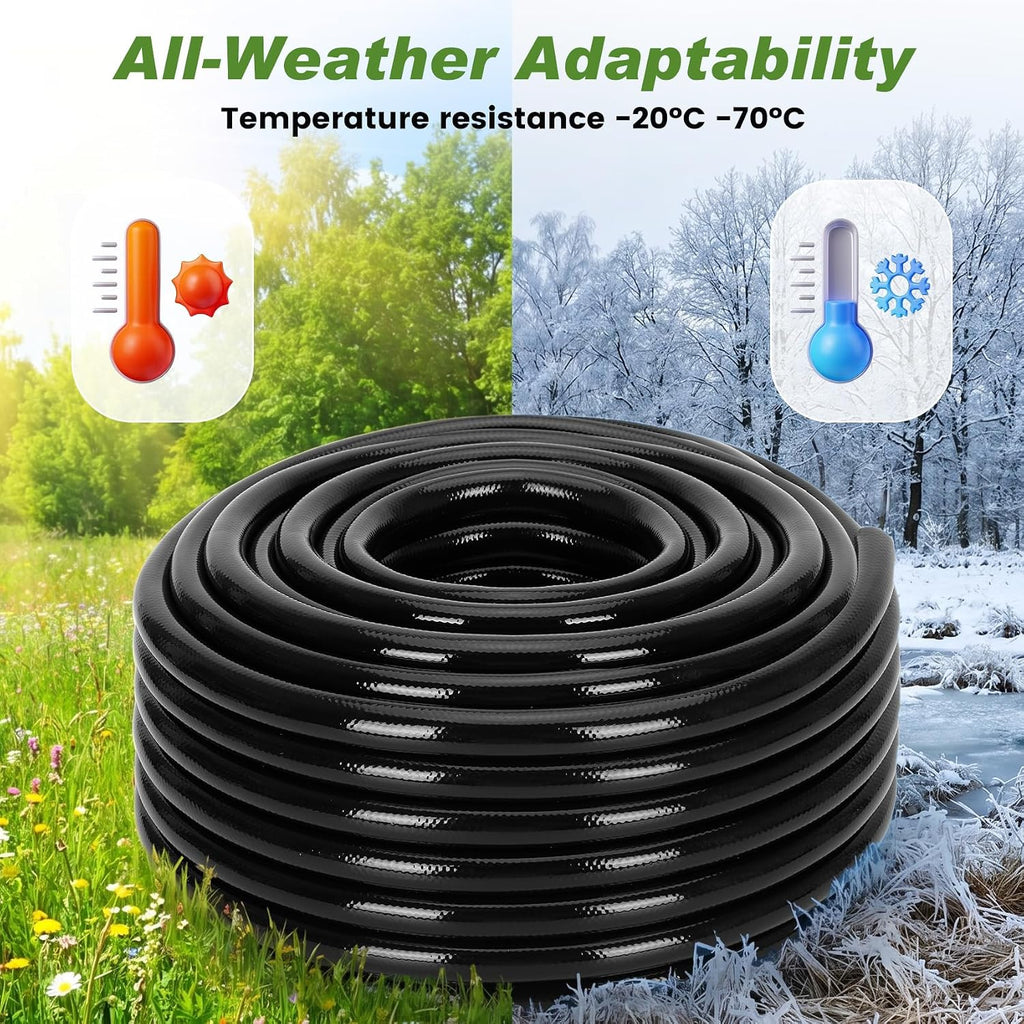 1/2 Inch Drip Irrigation Tubing, 50FT Main Line Hose Tube, Flexible PVC Irrigation Hose for Raised Beds, Greenhouse