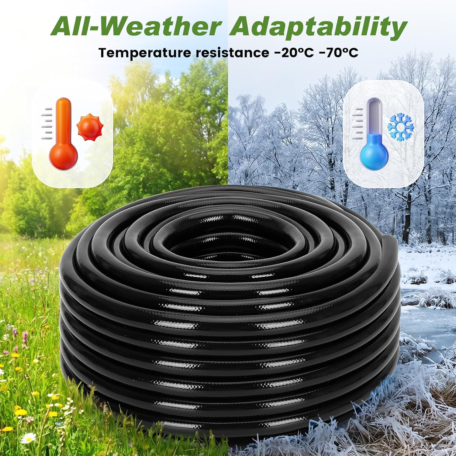 1/2 Inch Drip Irrigation Tubing, 50FT Main Line Hose Tube, Flexible PVC Irrigation Hose for Raised Beds, Greenhouse