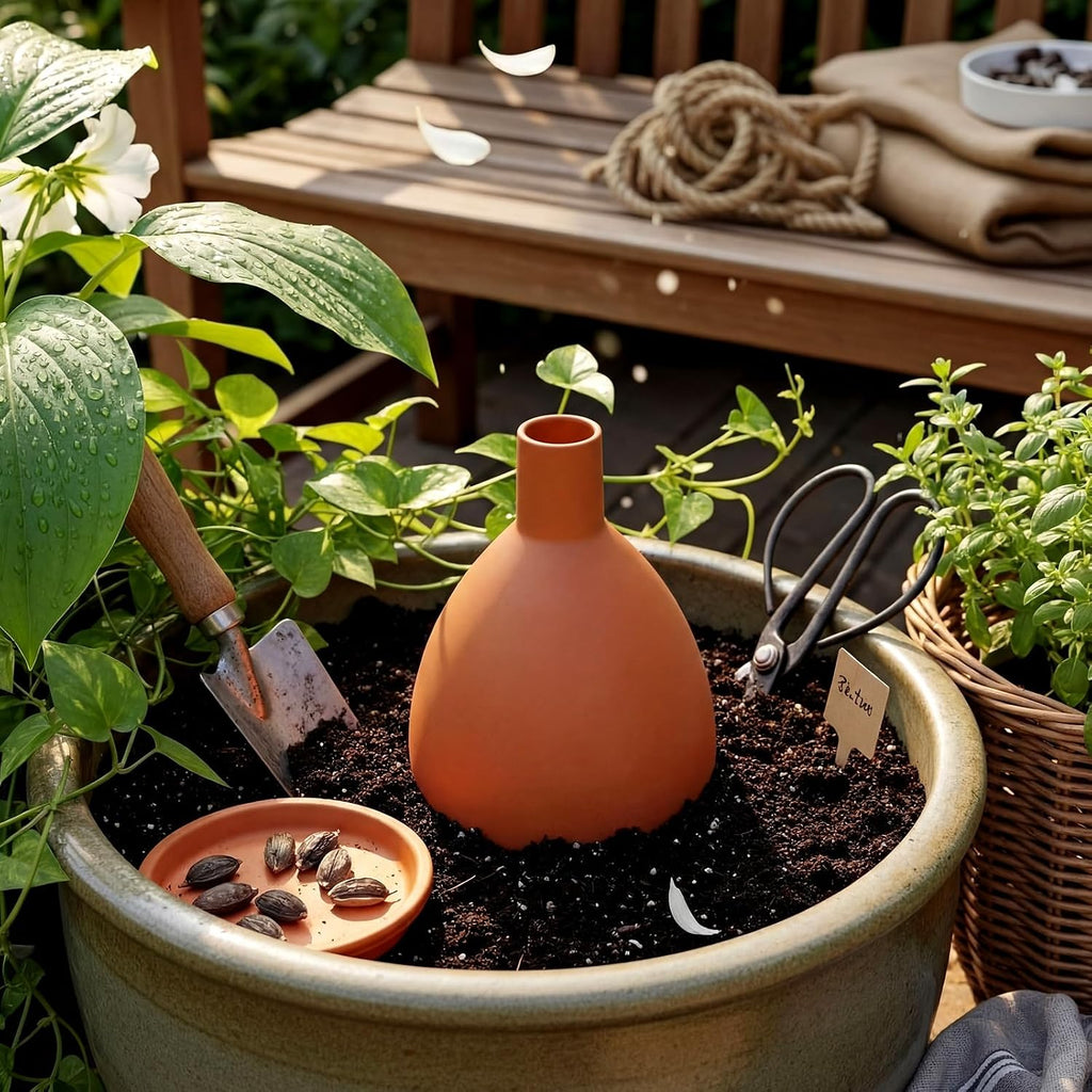 68 oz Large Olla Terracotta Self Watering Pot,Teardrop | Terracotta Olla, Garden Irrigation Insert, for Raised Beds