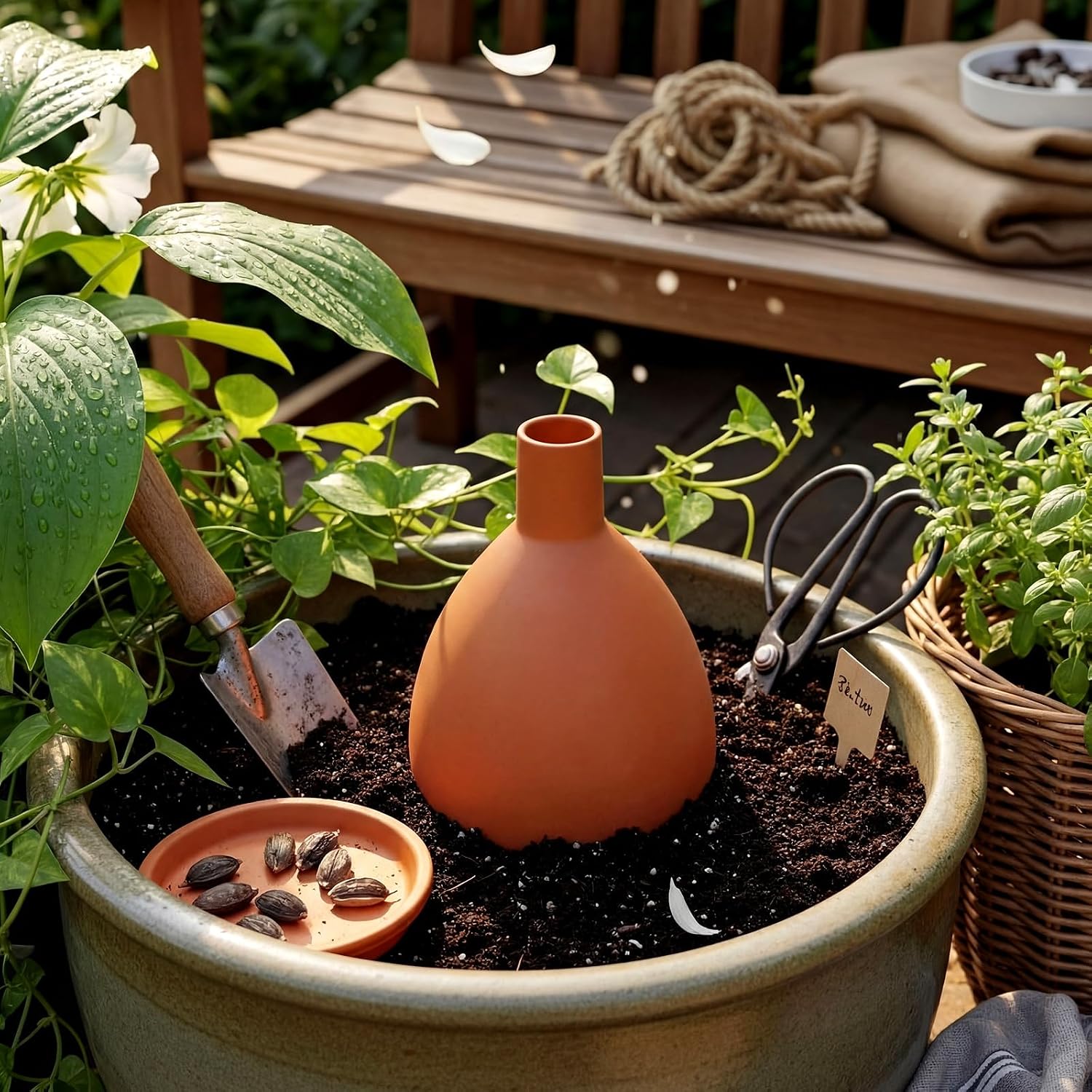 68 oz Large Olla Terracotta Self Watering Pot,Teardrop | Terracotta Olla, Garden Irrigation Insert, for Raised Beds