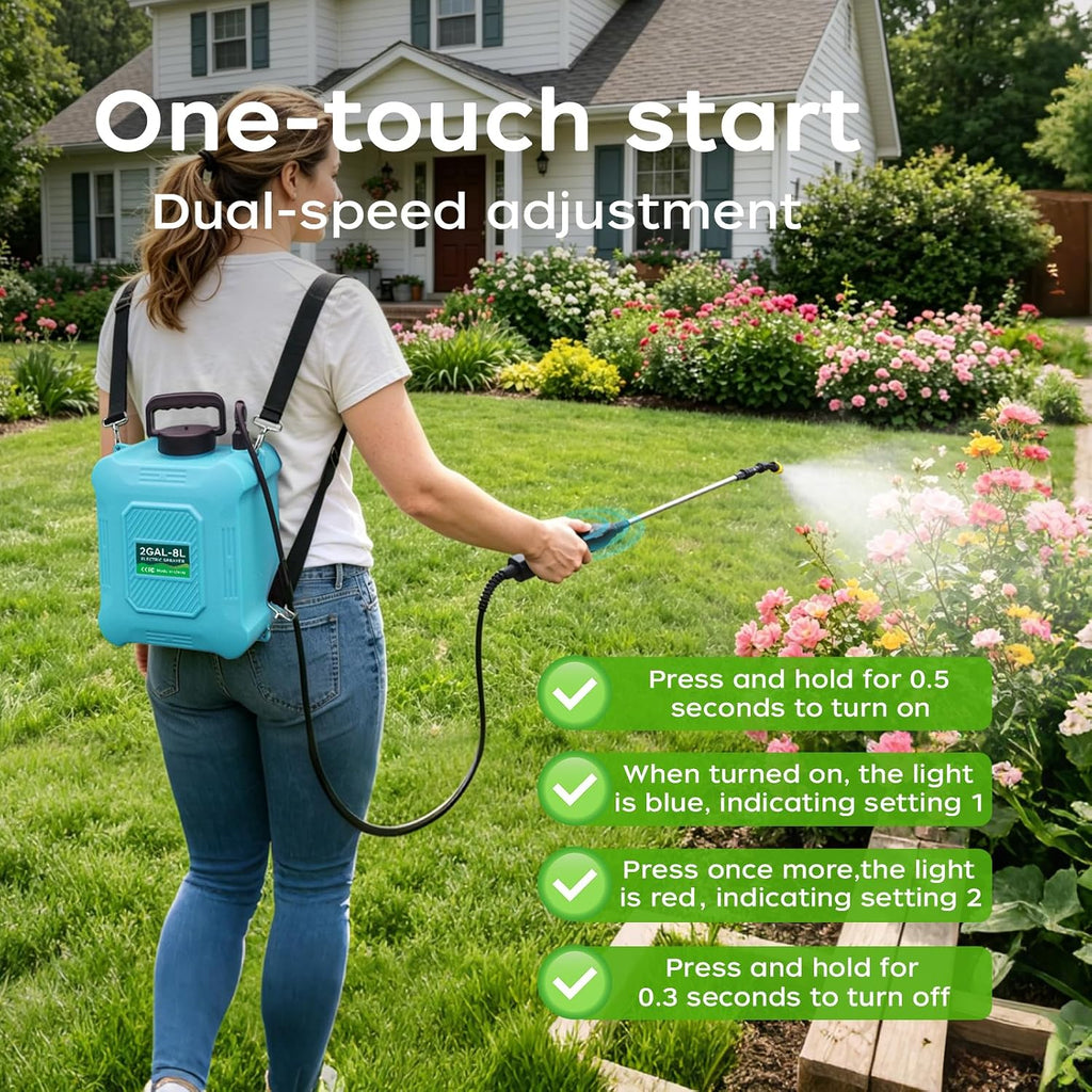 Battery Powered Sprayer 2 Gallon -Lightweight Electric Sprayer for Lawn and Garden Weed/Pest Control, Watering - with