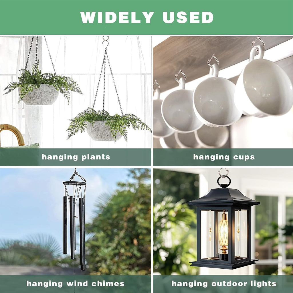 50 Pcs Outdoor Hooks for String Lights,Screw Hooks for Hanging Plants,Ceiling Hooks with Safety Buckle,Square Hanger