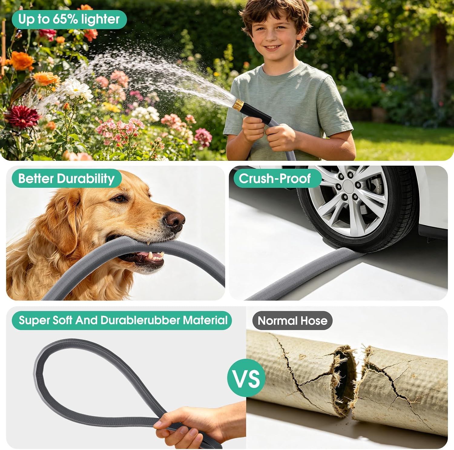 Garden Hose 50 FT, Non-Expanding Water Hose, Kink-Free, Burst-Resistant | Flexible & Lightweight. High-Pressure