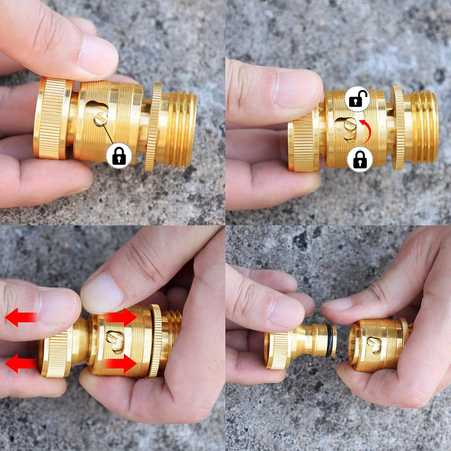 UNWAVER Garden Hose Quick Connect with Shutoff Valve Kit for Nozzles-2Pack | Brass 3/4" Water Hose Fittings Quick