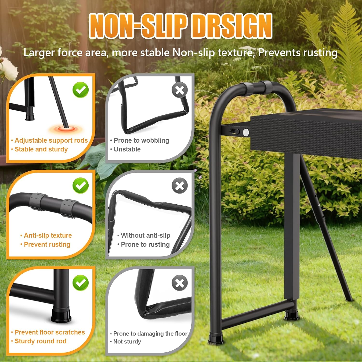 seasky Foldable Garden Kneeler and Seat, Anti-Tipping Gardening Bench Widened Thick Soft Kneeling Pad, Heavy Duty