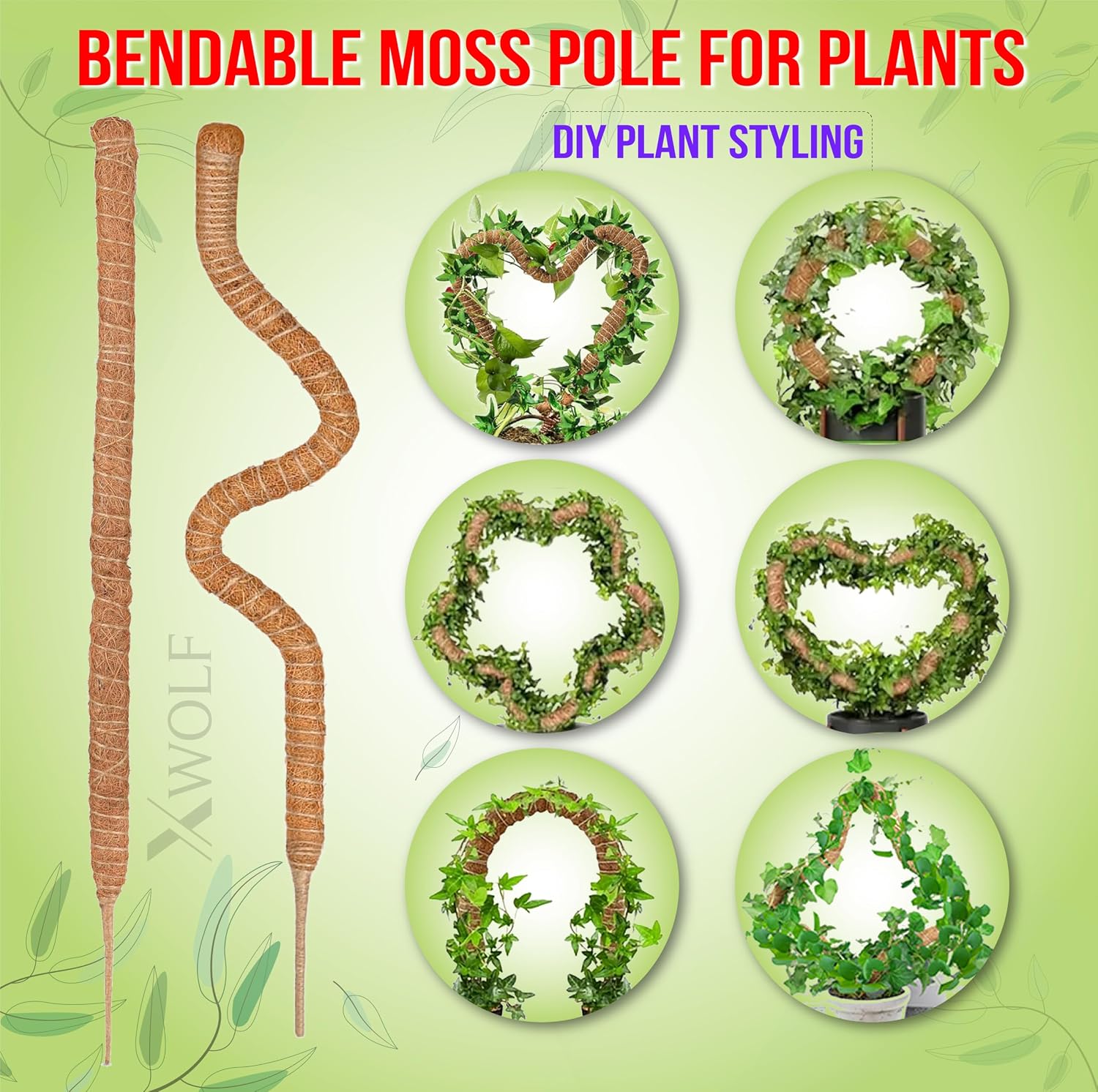 Moss Pole for Plants, 3 Pack of 28,48,63 inches | Coco Coir, Totem Poles for Climbing Plants, Monstera & Pothos Support