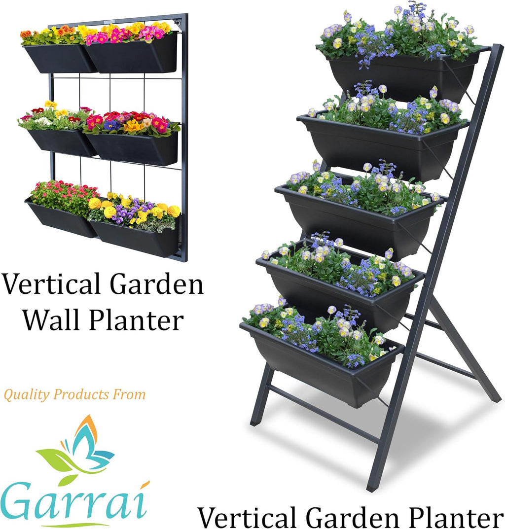 Vertical Wall Planter with 6 Removable Pots for Indoor or Outdoor | Wall mounted planter with metal frame and 6