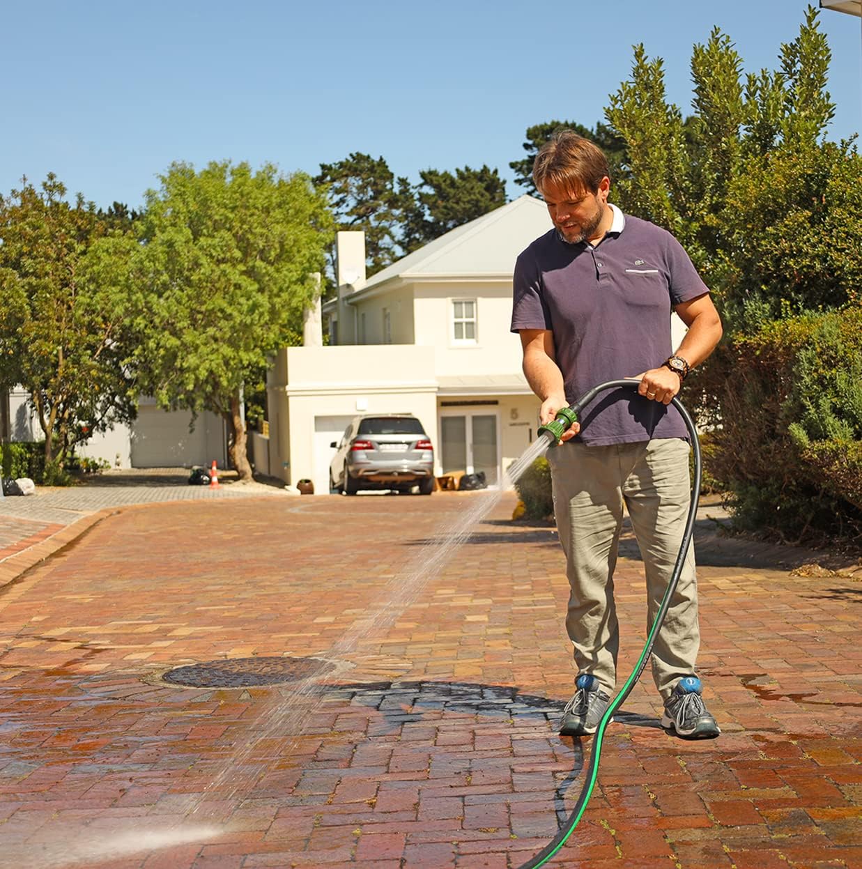 Hybrid Garden Hose 5/8 IN. x 50 FT, Heavy Duty, Lightweight, Flexible with Rotatable Grip Handle and Solid Brass