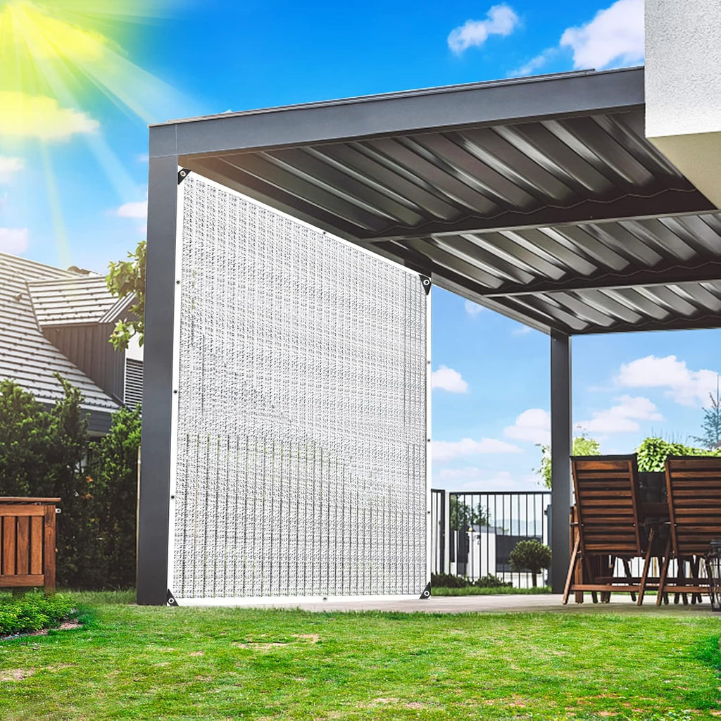 Reflective Aluminet Shade Cloth with Grommets,90% Aluminum Shade Cloth - for Cars,Outdoor Shade Cover for Patio