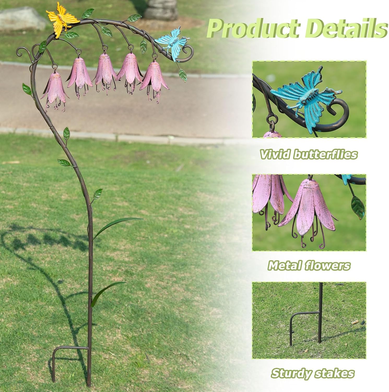 39.5"H Gardens Metal Flowers for Outside,Retro Decorative Garden Stake | Metal Garden Art for Outdoors,Garden Stakes