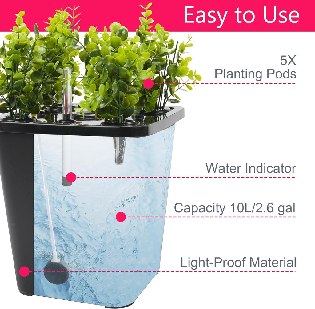 DWC 2 Hydroponic Buckets Kit for Plants, Hydroponics Growing System for Herbs/Tomato/Vegetables, DWC System with Air