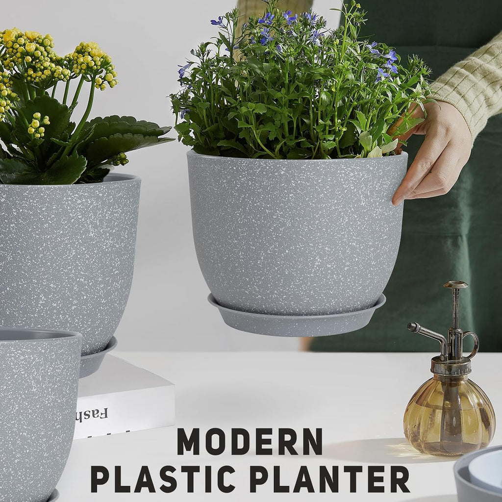 YNNICO Plant Pots 12/10/9 inch Set of 3, Flower Pots with Multi Mesh Drainage Holes, Large Planters for Indoor Outdoor