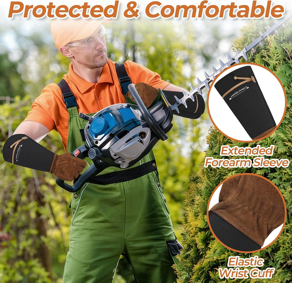 Long Gardening Gloves for Women Men - Leather Rose Pruning Gloves Thorn Proof