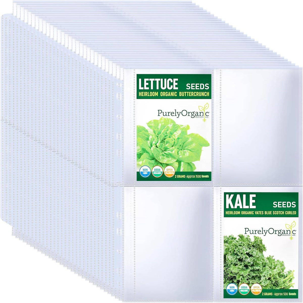 MUQING 30 Pack 120 Pockets Seed Packet Binder Sleeves, Slot Size 3.5"x 5"