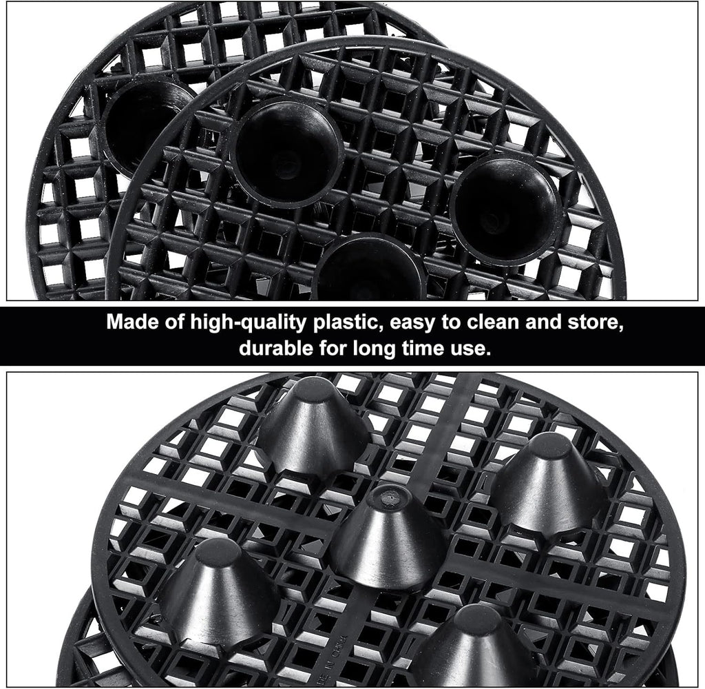 24PCS Plant Level Pot Elevator 8 Inch, Plant Risers for Pots, Heavy Duty Potted Plant Stand, Black Plant Runoff Tray