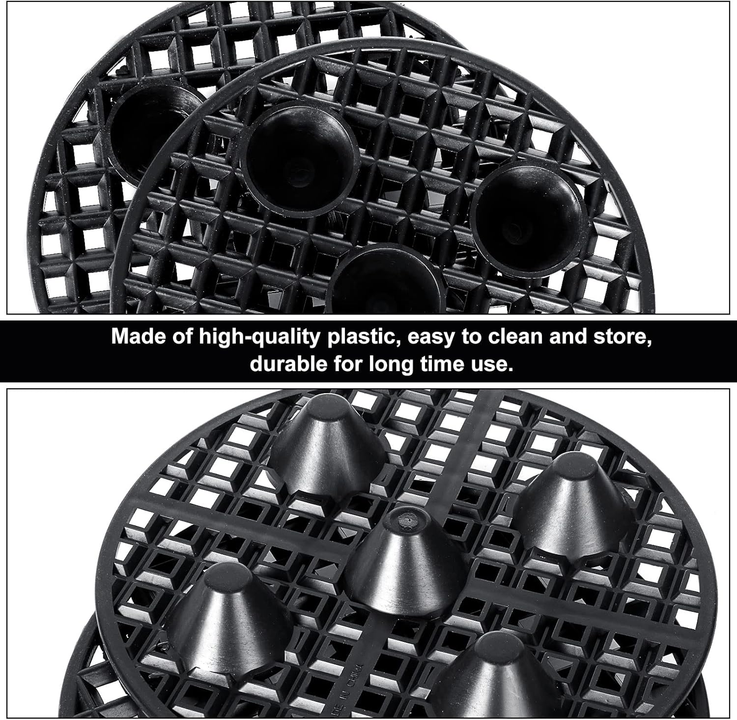 24PCS Plant Level Pot Elevator 8 Inch, Plant Risers for Pots, Heavy Duty Potted Plant Stand, Black Plant Runoff Tray