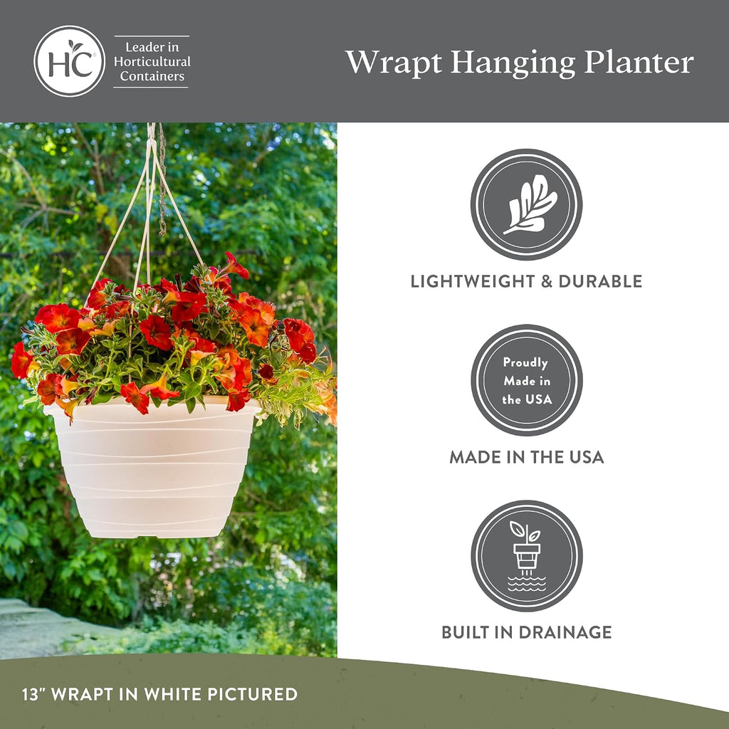 The HC Companies Wrapt Hanging Planters - Lightweight Plant Pot Hanger for Hanging Plants, Vegetables & Herbs - Outdoor
