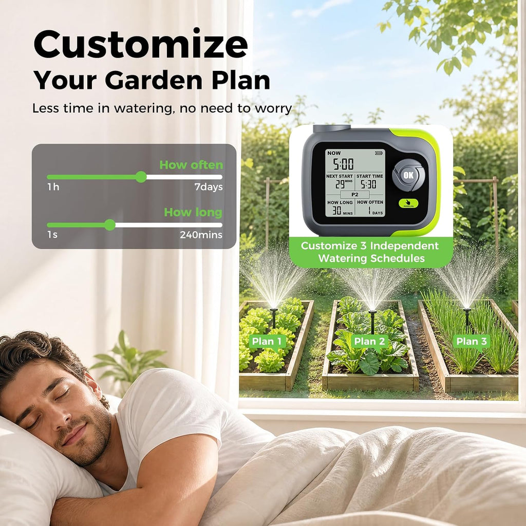Sprinkler Timer, Watering Timer for Garden Hose, Programmable Hose Faucet Timers w/Rain Delay, Outdoor Soaker