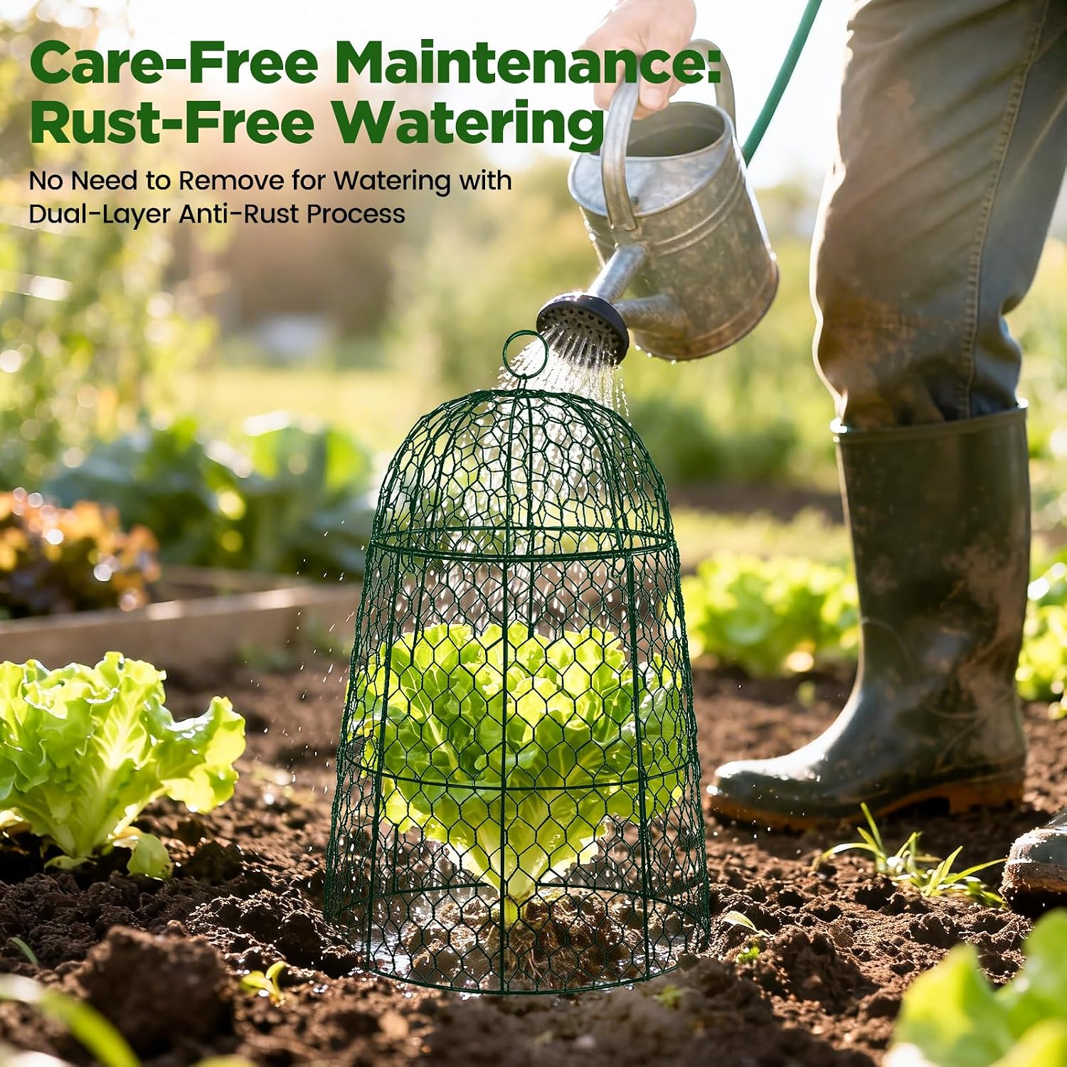 12 Pack XL Metal Garden Cloches for Plants, 17" Height Rustproof Chicken Wire Cloches for Seedlings, Vegetables &