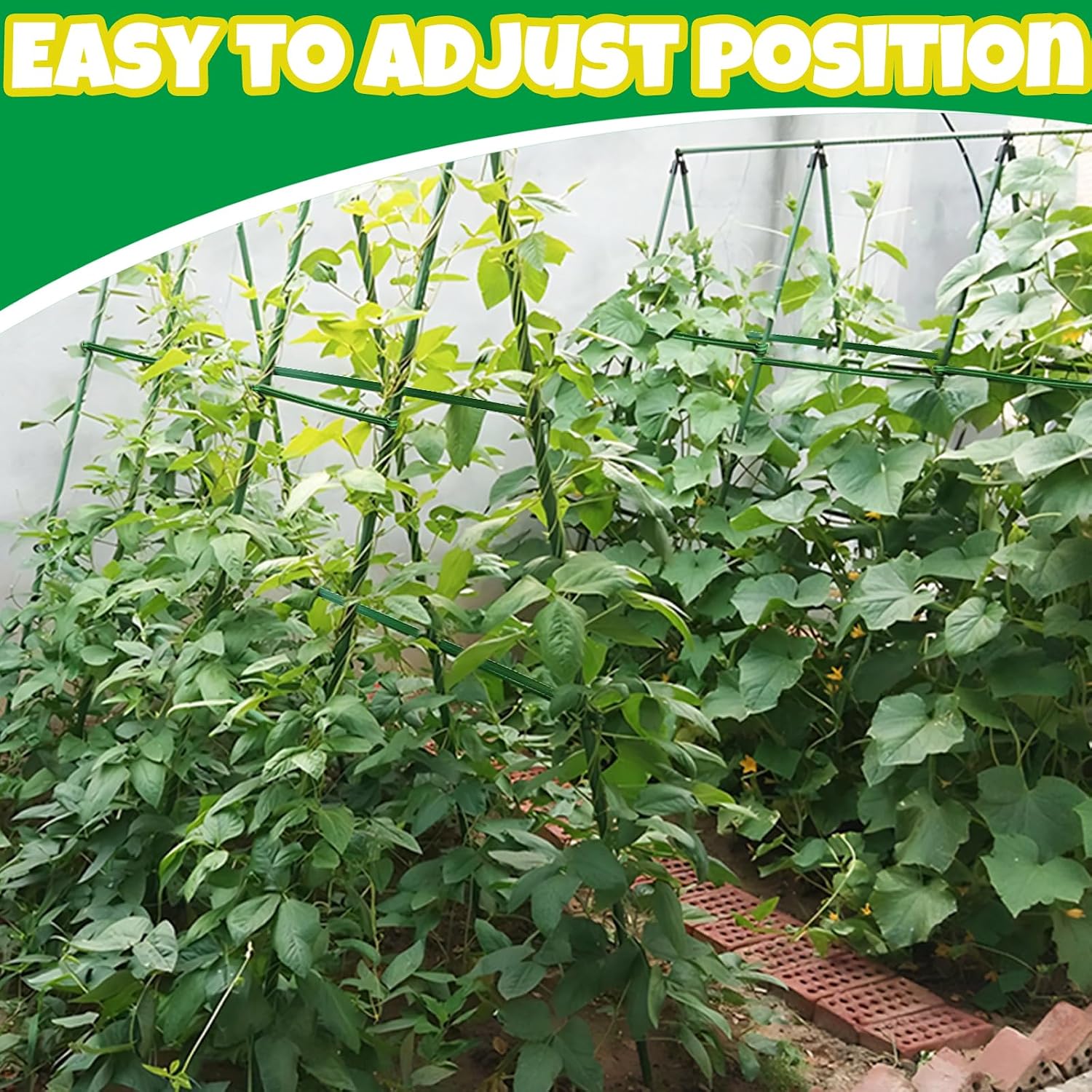 100Pcs Plant Stake Arms for Tomato Cage,11.8" Garden Stake Connectors with 2 Adjustable Buckles,Expandable Trellis