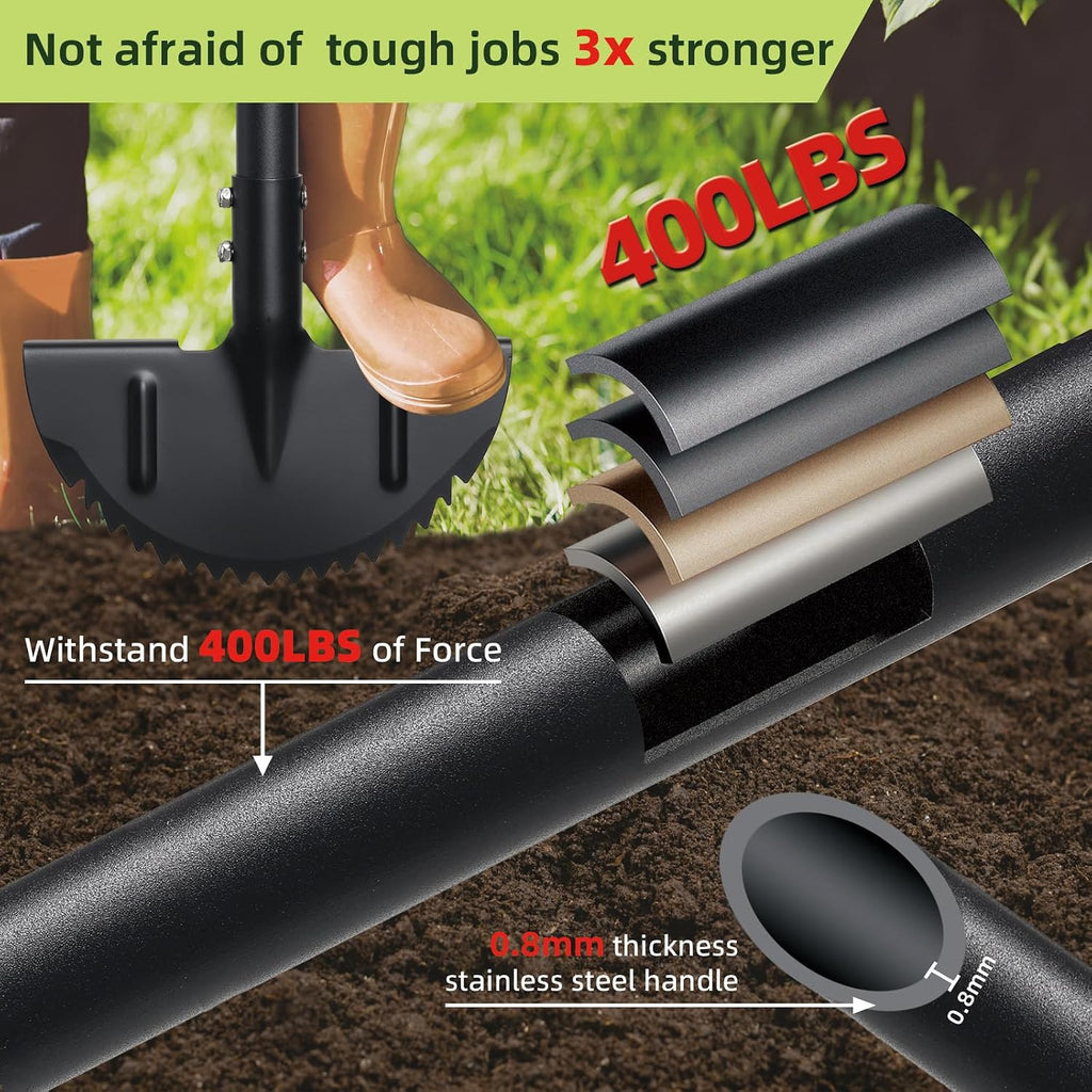 Half Moon Edger Lawn Tool - Heavy Duty Saw Tooth Manual Edgers with Sharp Blade & Wide Footplate, 38"-49" Adjustable