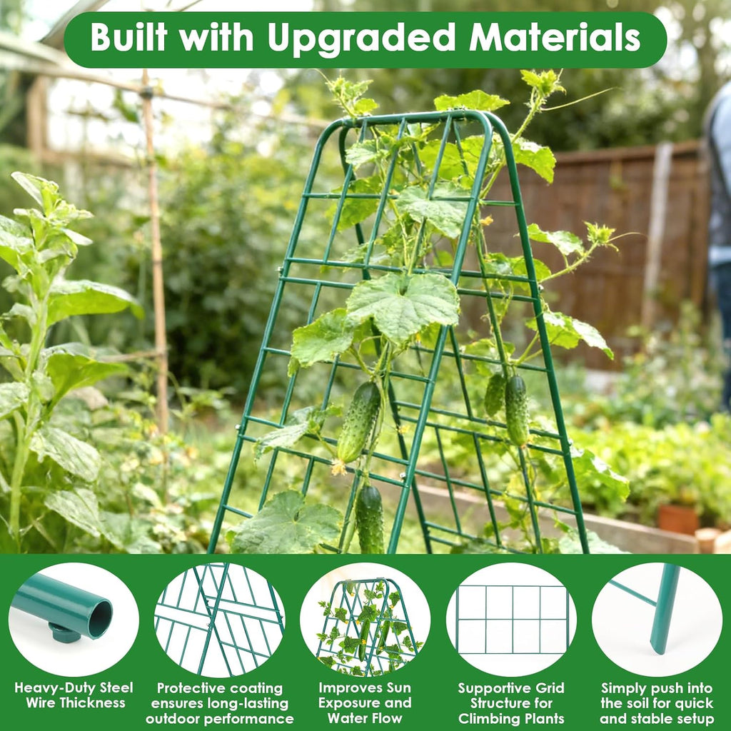 Heavy Duty Metal 50"x17" Cucumber Trellis for Raised Bed, A Frame Garden Trellis for Climbing Plants Outdoor, Plant