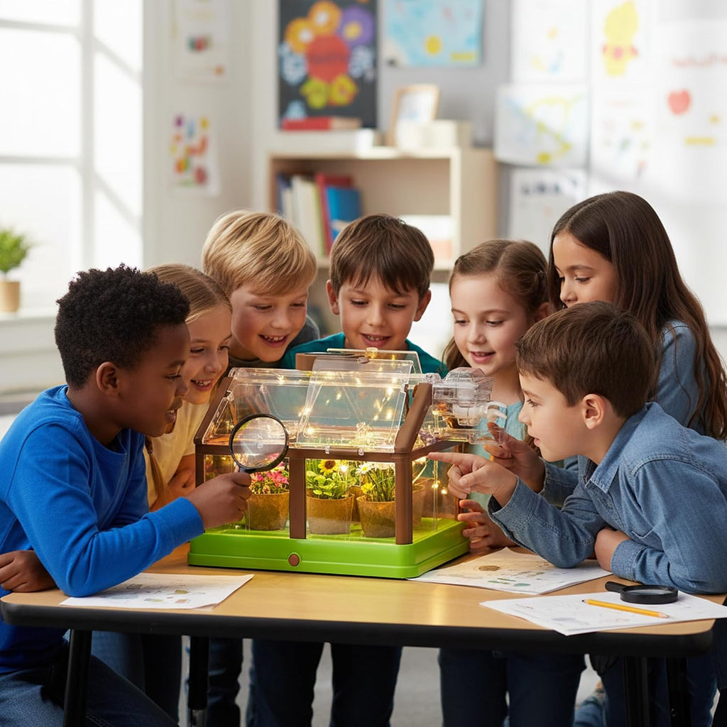 Kids Plant Growing Kit - Kids Greenhouse & Flower Growing Kit with Upgraded Irrigation & Grow Light – Perfect Gardening