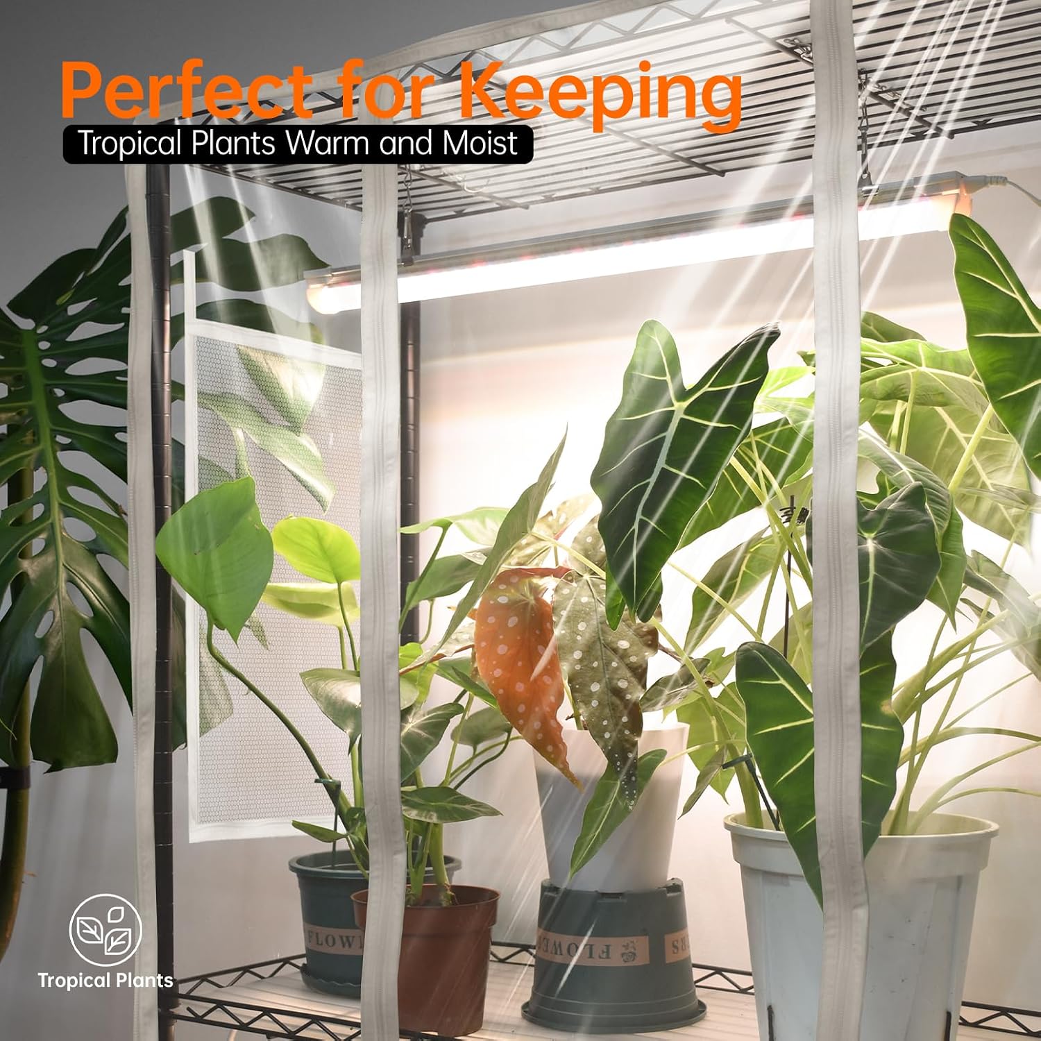 5-Tier Indoor Greenhouse with Grow Light, 35.4x13.8x71in | Indoor Greenhouse, 5-Pack Full Spectrum Plant Lights, Ideal